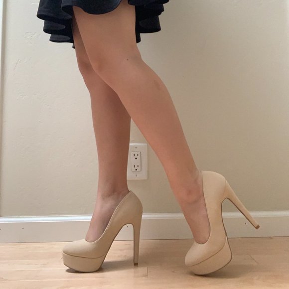 cream high heels